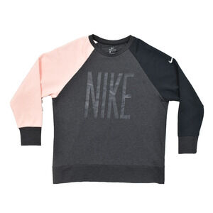 Nike Dri-FIT Women's Large Colorblock Raglan Crewneck Sweatshirt Pink Gray Black